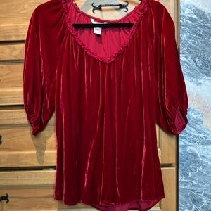 Sundance, beautiful red velvet shirt, L